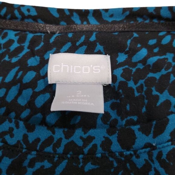 Chico's Top Size Large Womens Blouse Long Sleeve Casual Top Stretch Animal Print - Picture 4 of 5